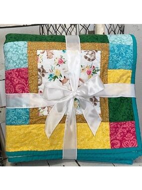 ⭐️HP⭐️ NEW large throw quilt forest creatures handmade 60 x 60